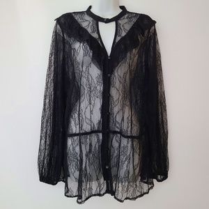Michel Studio Black Lace Blouse
